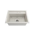 Bocchi Baveno Uno Dual-Mount Workstation Fireclay 27 in. Single Bowl 2-hole Kitchen Sink in Biscuit 1633-014-0132